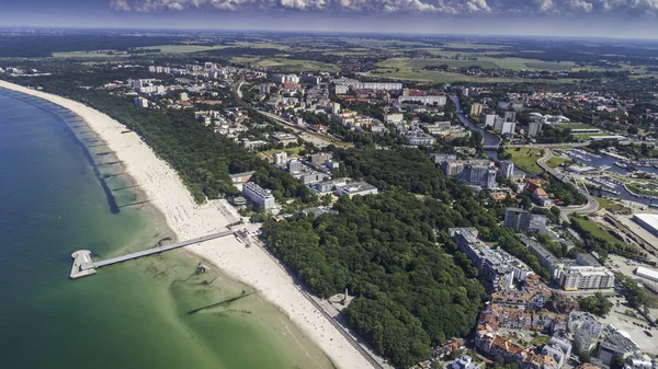 Flygvy Över Kolobrzeg Vacker Stad Och Spa Östersjön — Stockfoto