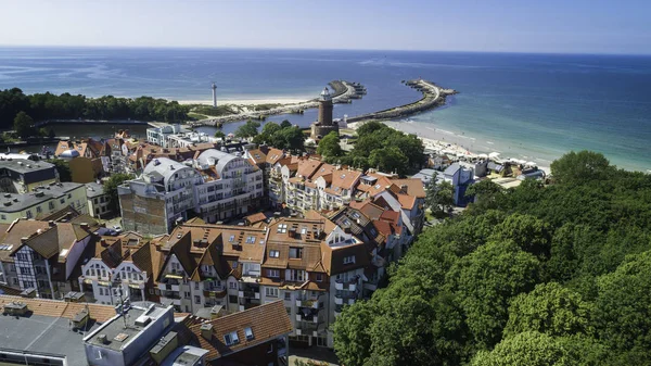 Flygvy Över Kolobrzeg Vacker Stad Och Spa Östersjön — Stockfoto