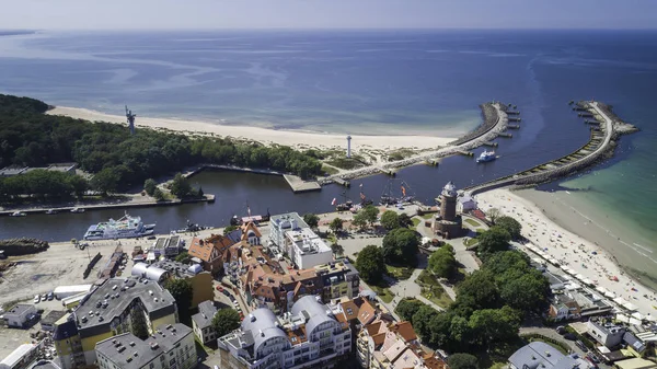 Flygvy Över Kolobrzeg Vacker Stad Och Spa Östersjön — Stockfoto