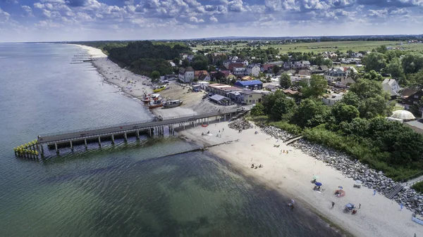 Fiskebåtar Stående Stranden Hamnen Och Sommarsemester Ort Chlop — Stockfoto