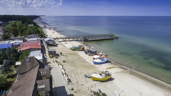 Fiskebåtar Stående Stranden Hamnen Och Sommarsemester Ort Chlop — Stockfoto