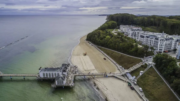 Flygfoto Över Sellin Stad Semesterort Och Hamn Östersjön Rgen — Stockfoto