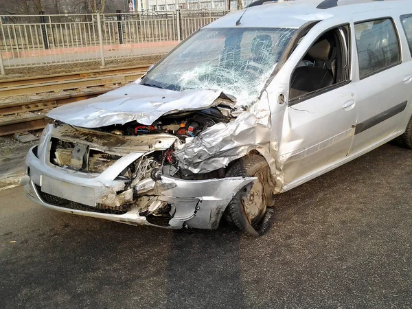 Наслідки Автокатастрофи Поранений Автомобіль — стокове фото