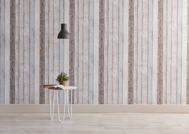  Sehpa ve yeşil bitki duvar kağıdı tasarımı 