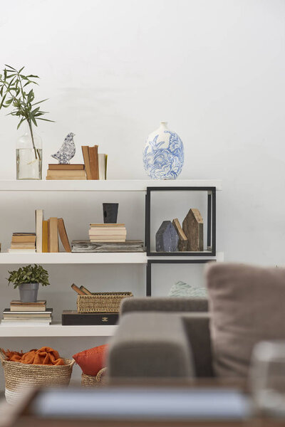 Modern office, meeting room interior with plants and sofa