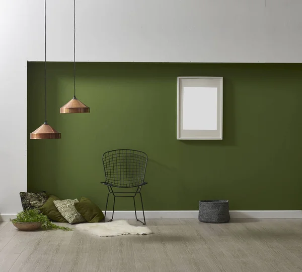Quarto Verde Moderno Cadeira — Fotografia de Stock