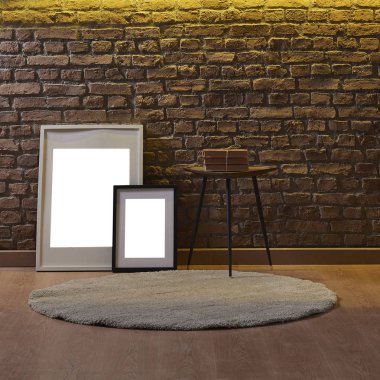 tablo ile doğal tuğla duvar kağıdı