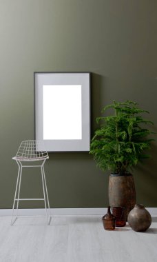 Dekoratif duvar arka plan ve yeşil bitki