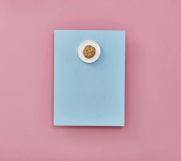 Десерт Списке Меню Синий Розовый Фон — стоковое фото