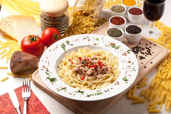 Pasta Plate Restaurant Menu — Stock Photo, Image