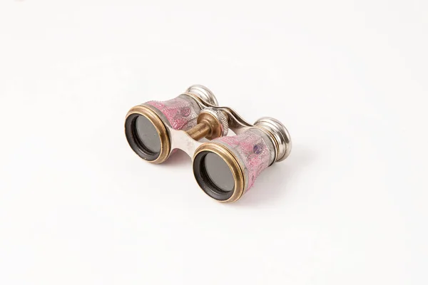 Antique Binocular Isolado Segundo Plano Close — Fotografia de Stock