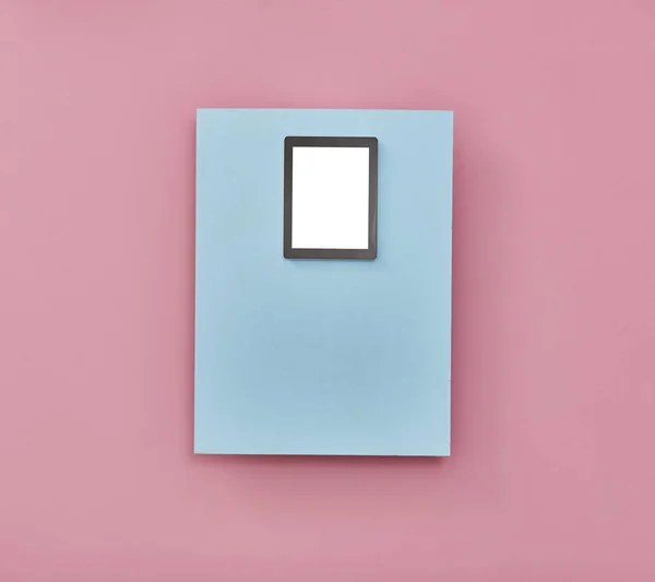 Tablet Color Background Top View — Stock Photo, Image