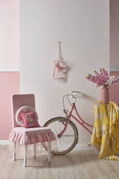 Modern Rosa Vit Vägg Och Dekorativ Inredningsdesign För Hem Och — Stockfoto