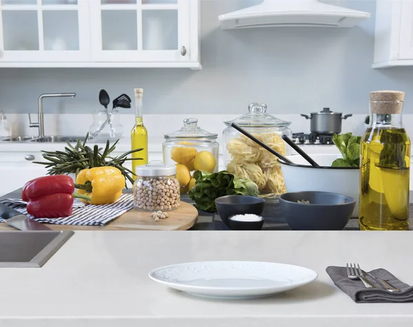 Cooking Kitchen Salad Background Close — Stock Photo, Image