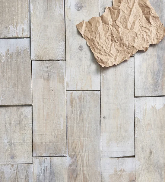 Empty Crumpled Paper Wooden Floor Background — Stock Photo, Image