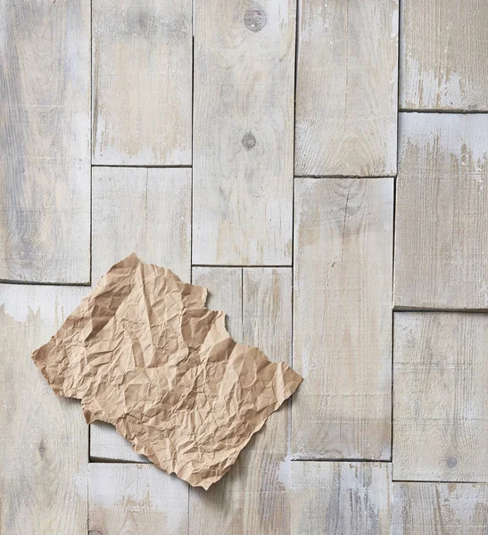 Empty Crumpled Paper Wooden Floor Background — Stock Photo, Image