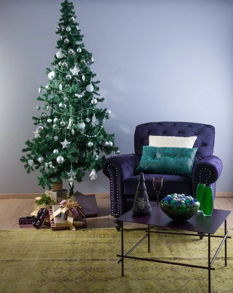 Moderní Vánoční Novoroční Koncept Interiéru — Stock fotografie