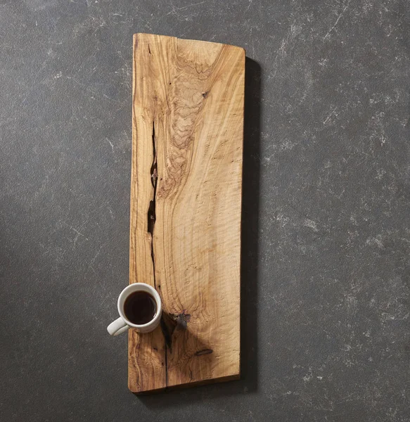 Black Background Cutting Board Coffee — Stock Photo, Image