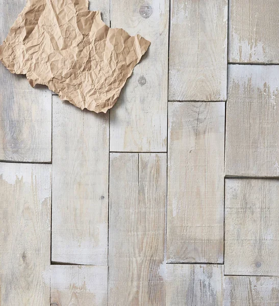 Empty Crumpled Paper Wooden Floor Background — Stock Photo, Image