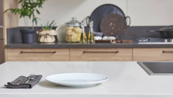 Nieuw Concept Van Moderne Keuken Keuken Accessoires Met Nieuw Meubilair — Stockfoto