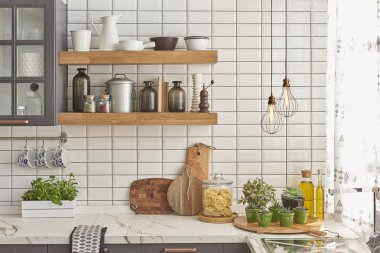 Ev mutfağı ve gıda dekoratif natürmort.