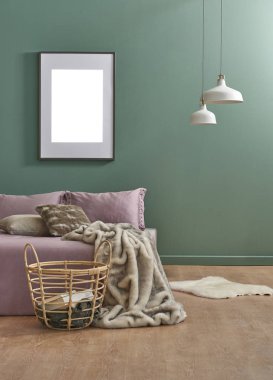 yeşil duvar lambaları ile Çift Kişilik geniş yatak odası, iç stil