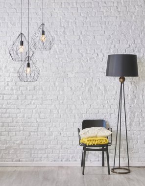 duvar ve konsept iç oda, dekorasyon, sandalye ve lamba