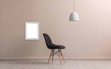 duvar ve konsept iç oda, dekorasyon lamba ve sandalye nesnesi