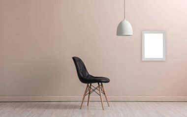 duvar ve konsept iç oda, dekorasyon lamba ve sandalye nesnesi
