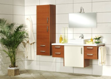 Dekoratif banyo dolabı ve ayna stili..