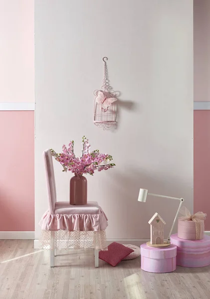 pink white wall and decorative interior design for home and children room, designs for bedroom