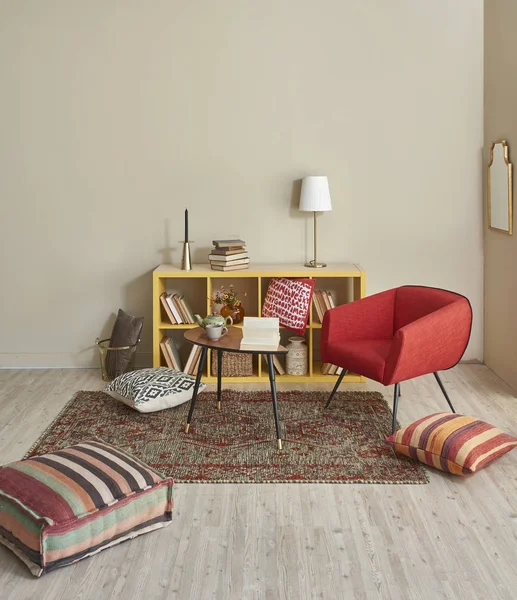 Habitación Interior Moderna Con Muebles Agradables Interior Libros — Foto de Stock