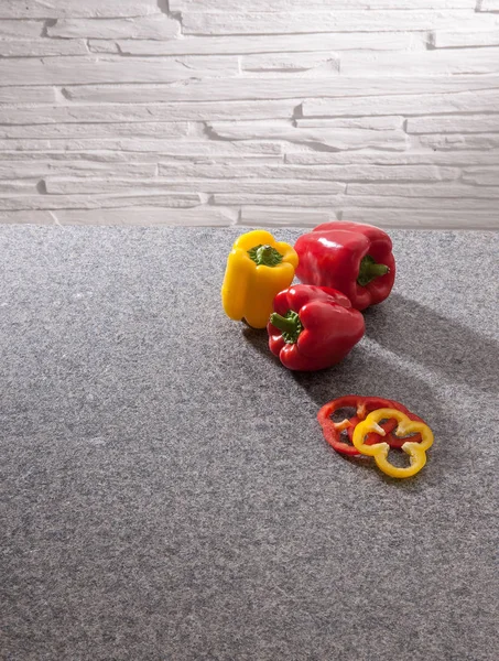 Red and yellow pepper food concept. — Stock Image Red Yellow Pepper Food Concept Stock Picture