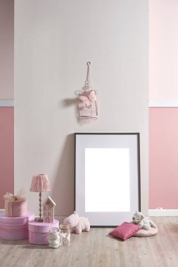 pembe beyaz duvar ve ev ve çocuk odası için dekoratif iç tasarım, yatak odası için tasarımlar