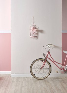 pembe beyaz duvar ve ev ve çocuk odası için dekoratif iç tasarım, yatak odası için tasarımlar