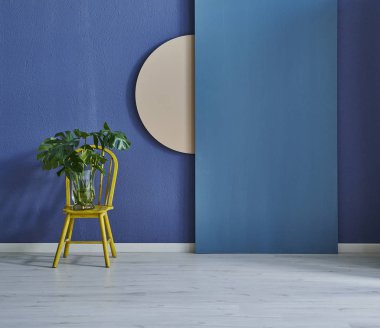 Modern koyu mavi taş duvar, dokulu duvar, mavi dekoratif duvar, iç konsept. Ev duvarı arka planı. parke ve modern arka plan