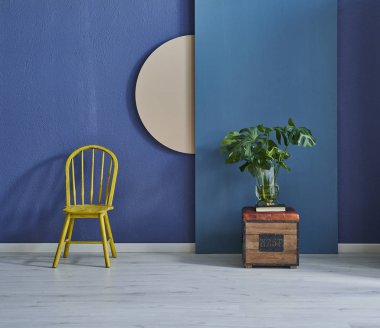 Modern koyu mavi taş duvar, dokulu duvar, mavi dekoratif duvar, iç konsept. Ev duvarı arka planı. parke ve modern arka plan