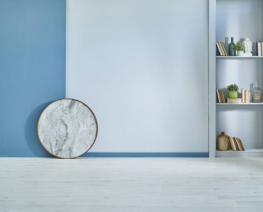 Modern koyu mavi taş duvar, dokulu duvar, mavi dekoratif duvar, iç konsept. Ev duvarı arka planı. parke ve modern arka plan