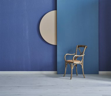 Modern koyu mavi taş duvar, dokulu duvar, mavi dekoratif duvar, iç konsept. Ev duvarı arka planı. parke ve modern arka plan