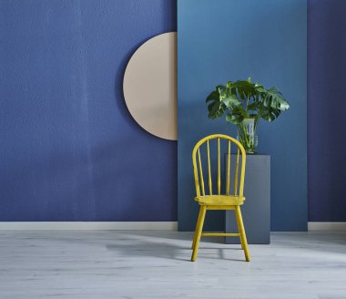 Modern koyu mavi taş duvar, dokulu duvar, mavi dekoratif duvar, iç konsept. Ev duvarı arka planı. parke ve modern arka plan