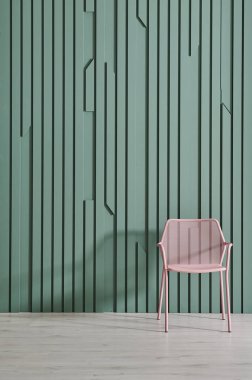 Boş oda ile modern yeşil ve gri duvar arka plan, parke zemin ev iç dekor. 