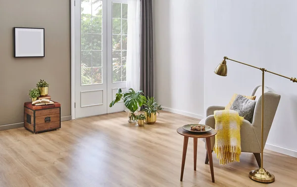 Teppichdesign Moderner Dekorativer Hintergrund Grauer Sofa Sessel Und Lampendekor — Stockfoto