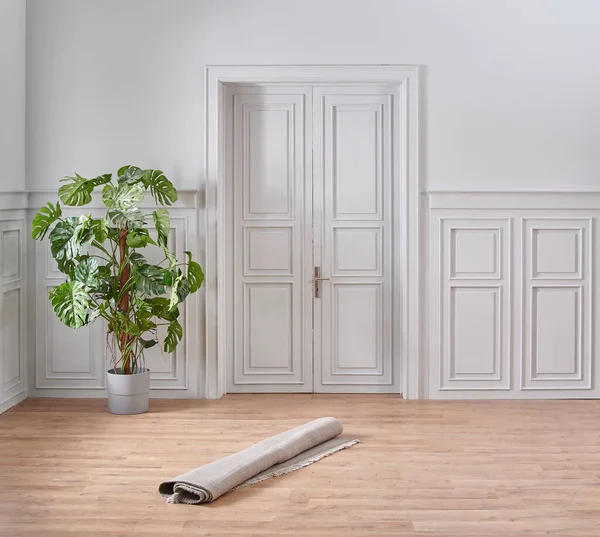 Evden taşınma, beyaz klasik duvar, karton kutu ve aksesuar.