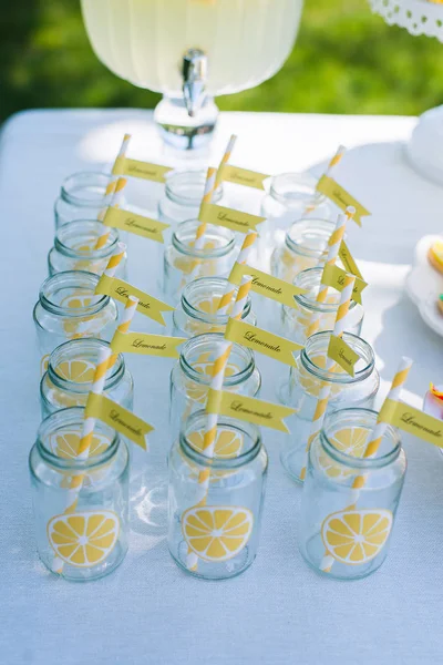 Lemonade Party Decoration Jars — Stock Photo, Image