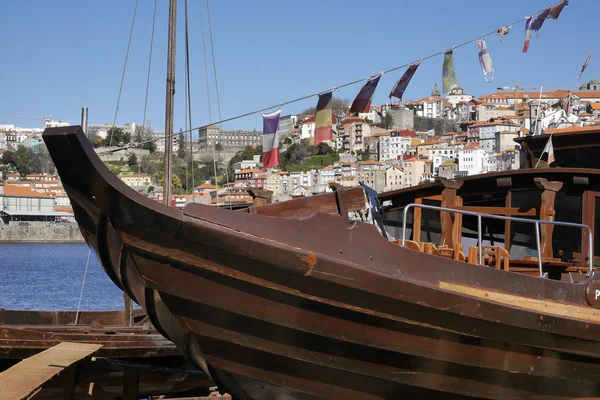 Boog Van Een Rivierboot Porto Portugal — Stockfoto