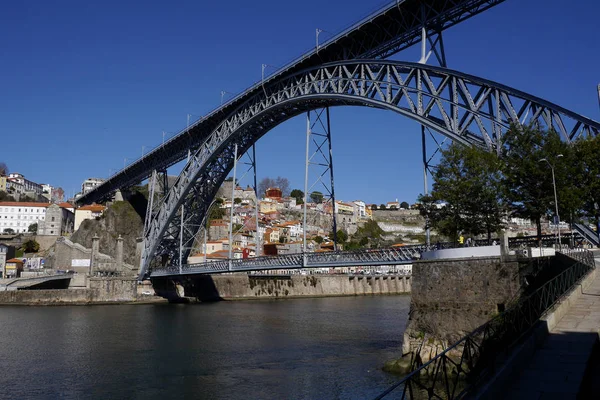 Luis Bridge Riverv Douro Porto Portugalsko — Stock fotografie