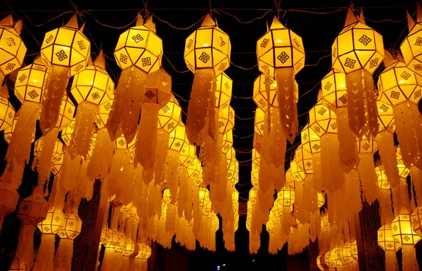 Papierowe Latarnie Wyświetlane Dla Festiwalu Światła Chiang Mai Tajlandia — Zdjęcie stockowe