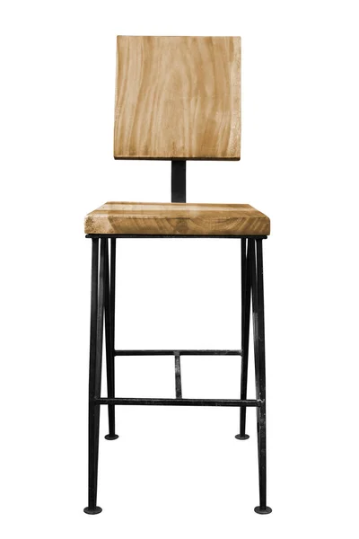 Moderní Dřevěná Židle Ocelové Nohy Izolovaných Bílém Pozadí Práce Ořezovou — Stock fotografie