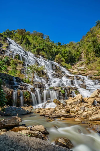 Mae Wodospad Piękne Najsłynniejszych Doi Inthanon Park Narodowy Chiang Mai — Zdjęcie stockowe