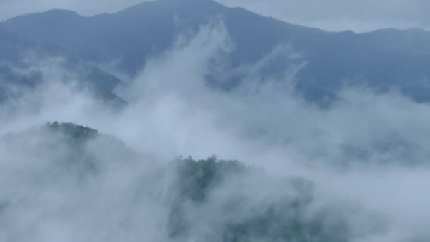 Landschap Van Ochtendnevel Het Regenseizoen Phi Pan Nuea Omkoi Provincie — Stockvideo